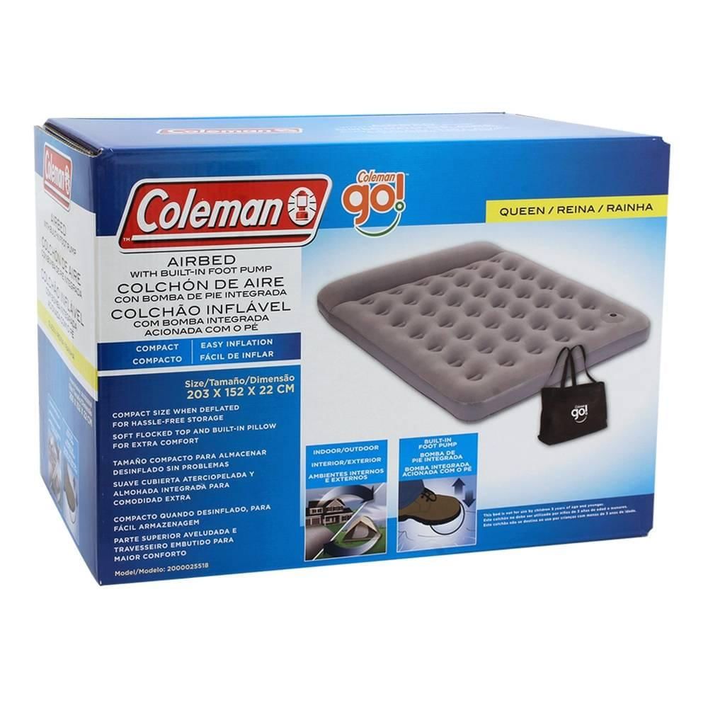 Coleman Colchón Inflable Go! Queen con Inflador de pie integrado