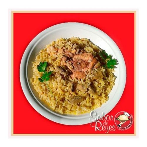 Risotto italiano con pollo y champiñones