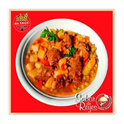 Ternera con papas y arvejas en salsa italiana - Libre de Gluten