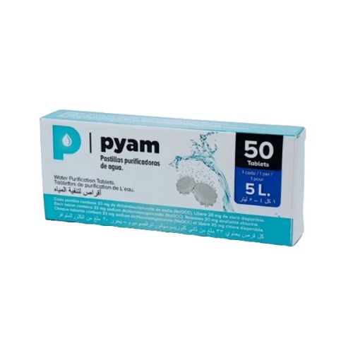 Pyam 50 Pastillas potabilizadoras para 5 Litros de Agua