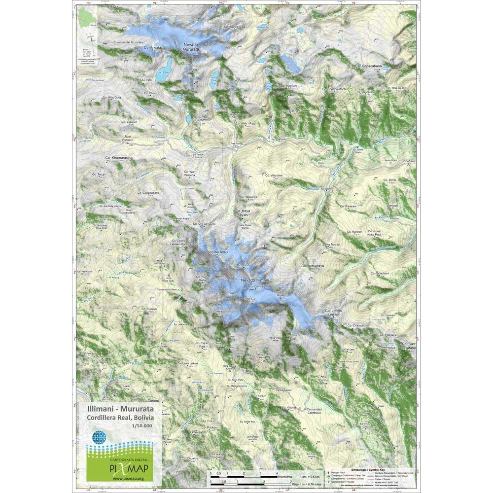 Mapa Pixmap Nevados Illimani y Mururata - Cordillera Real