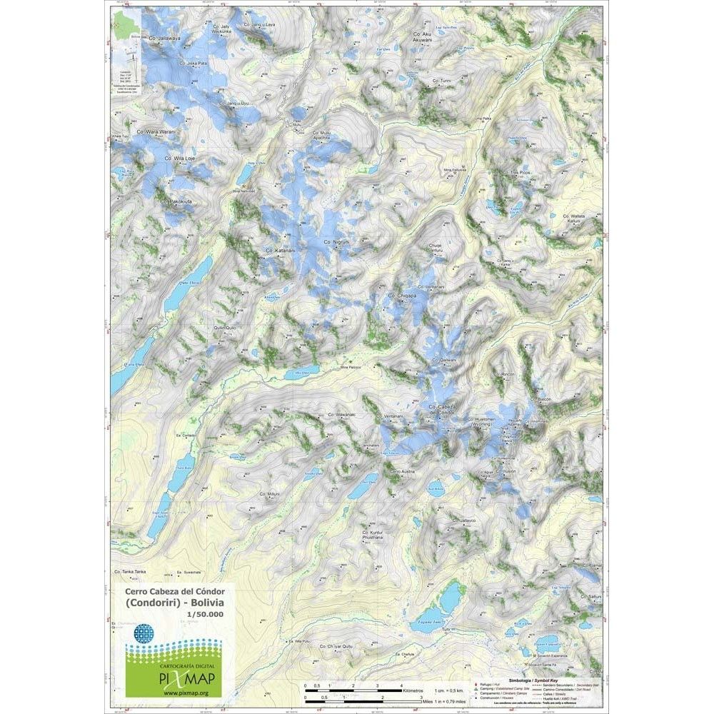 Mapa Pixmap Cabeza de Cóndor Cordillera Real Bolivia 1:50.000
