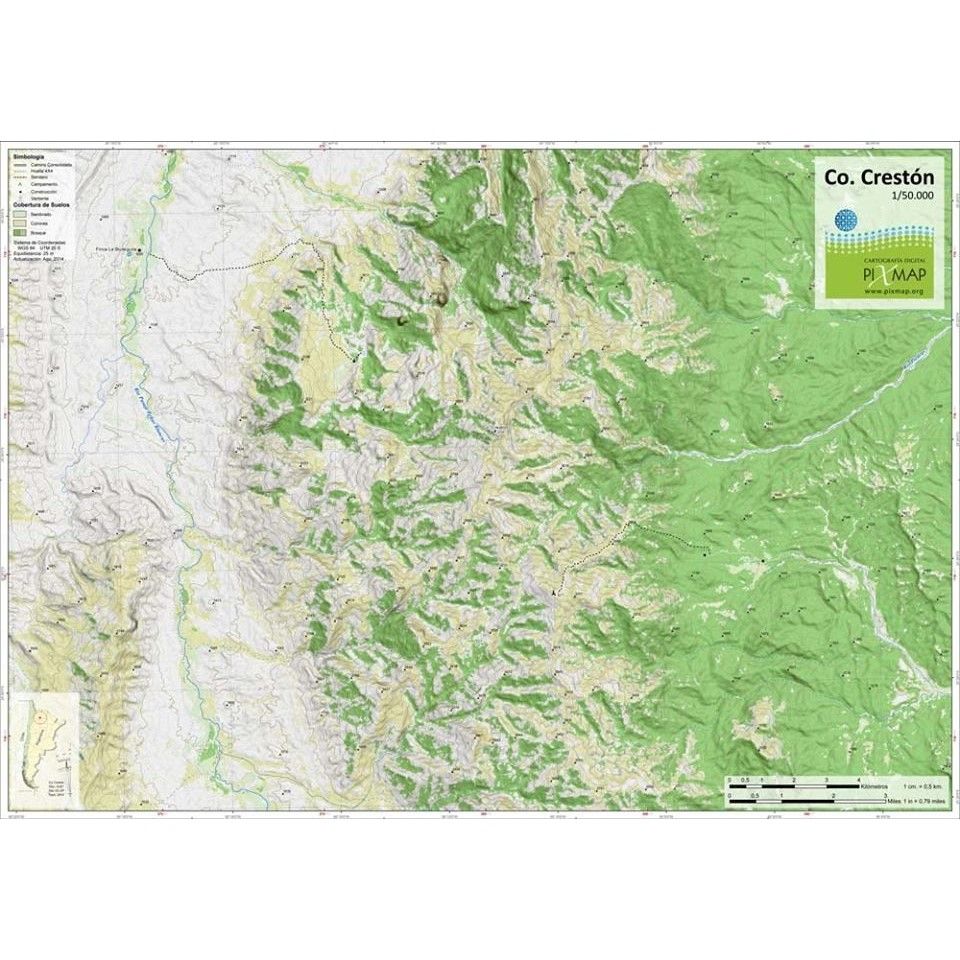 Mapa Pixmap Cerro Crestón 1:50.000