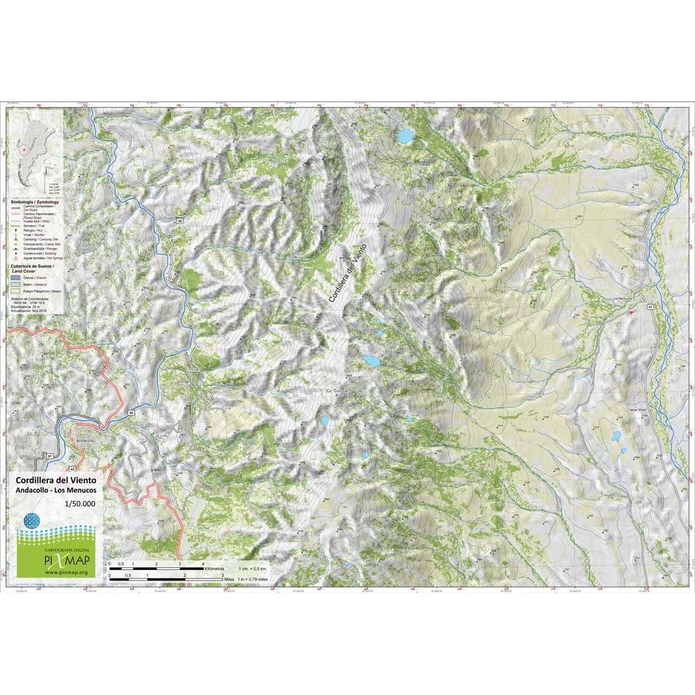 Mapa Pixmap Cordillera del Viento - Andacollo - Los Menucos 1:50.000