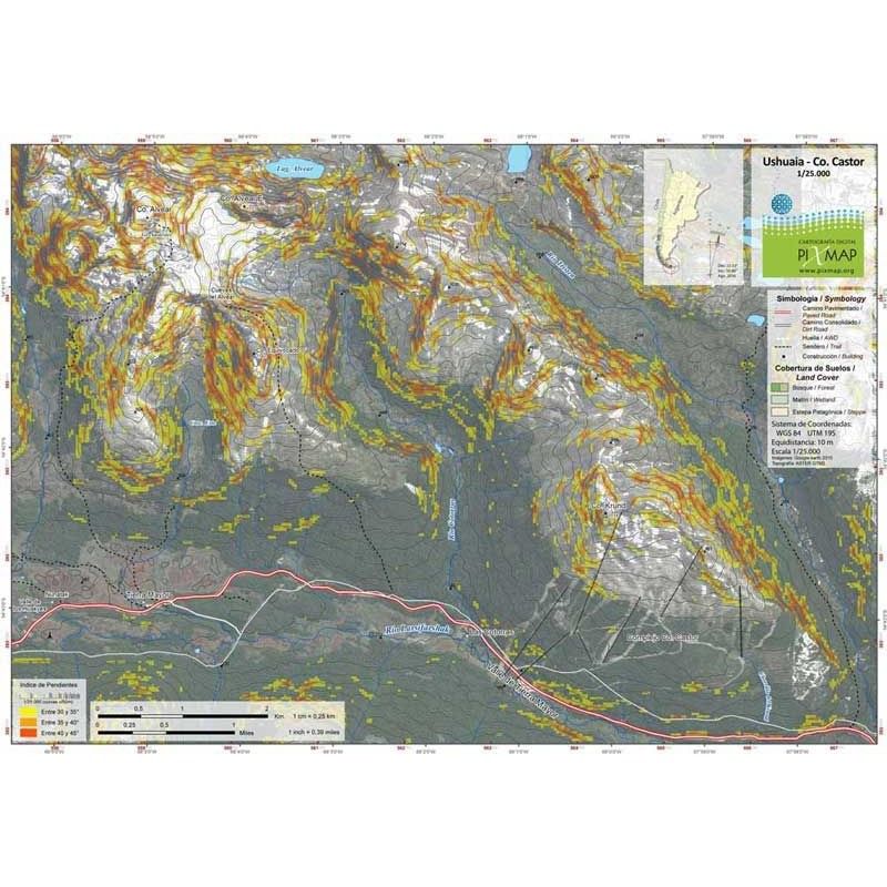 Mapa Pixmap Ushuaia - Cerro Castor 1:25.000
