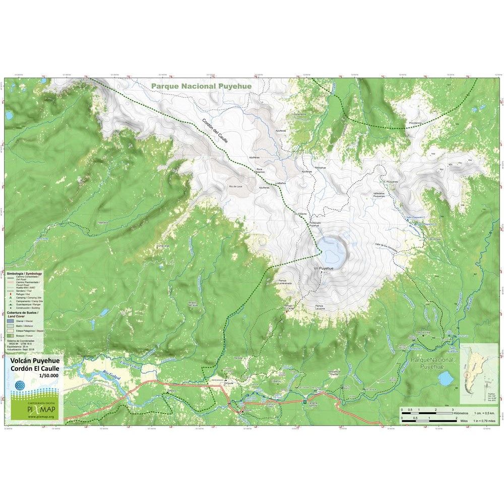 Mapa Pixmap Volcán Puyehue Cordón El Caulle 1:50.000
