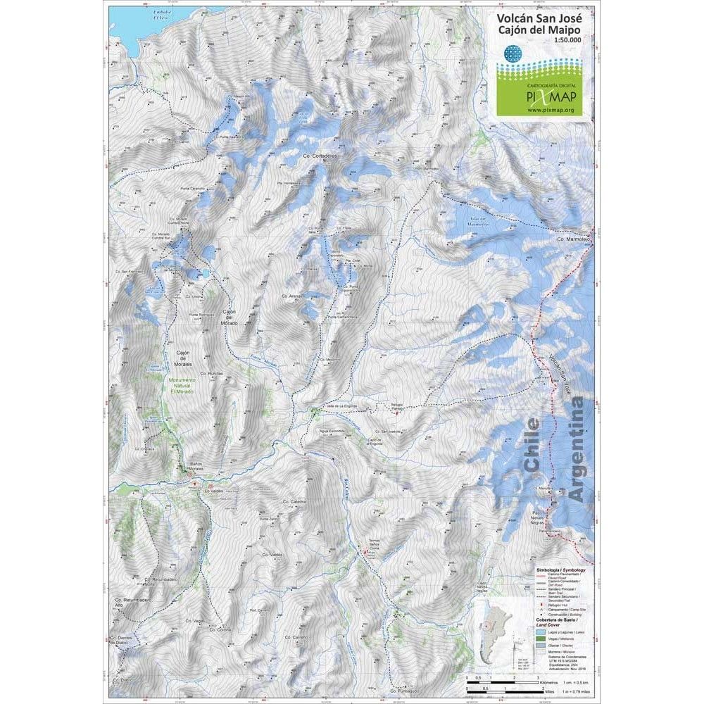 Mapa Pixmap Volcan San Jose Cajon Maipo 1:50.000