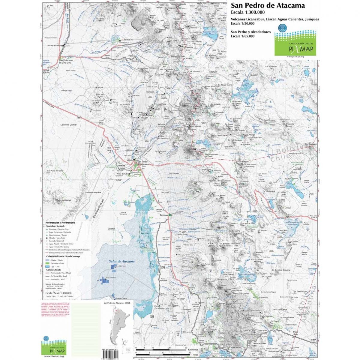 Mapa Pixmap San Pedro de Atacama Volcanes 1:300.000