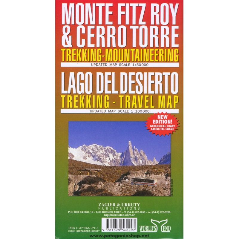 Mapa Fitz Roy, Cerro Torre y Lago del Desierto - Zagier & Urruty