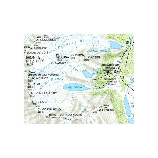 Mapa Fitz Roy, Cerro Torre y Lago del Desierto - Zagier & Urruty