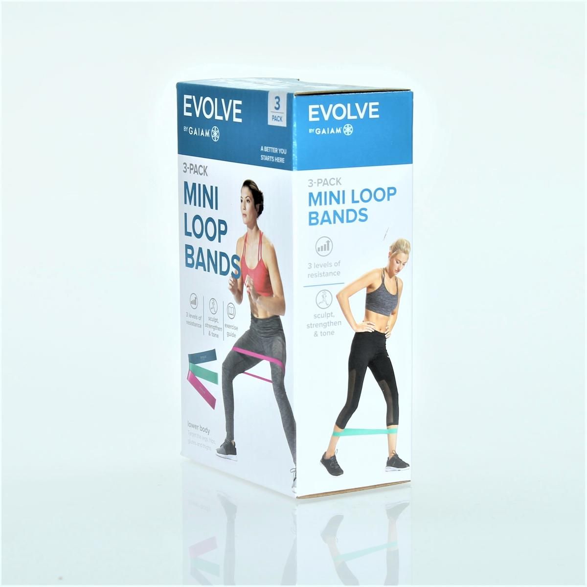 Gaiam Evolve Mini Loop Band - Kit de 3 Bandas Circulares