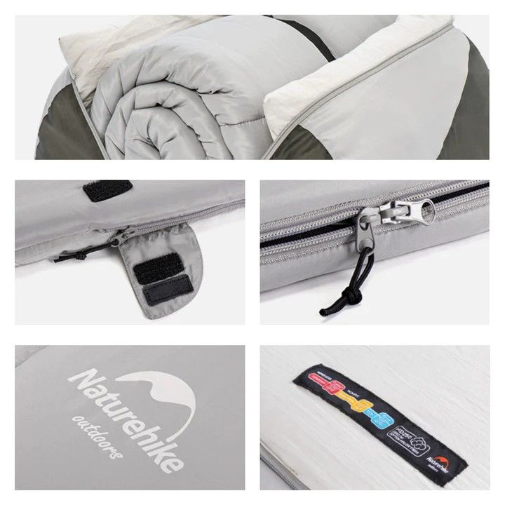 Naturehike Bolsa de Dormir Doble con Almohadas y Mochila (Límite 10°)