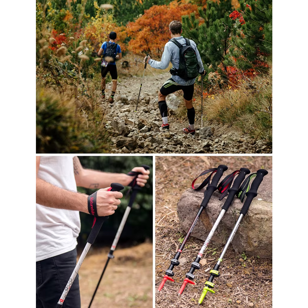 Naturehike ST06  Carbono y Aluminio 3 secciones 60-120cm