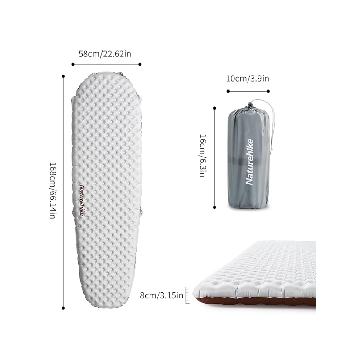 Naturehike Aislante Inflable Ultraliviano Tuye R5.8 Momia 168cm