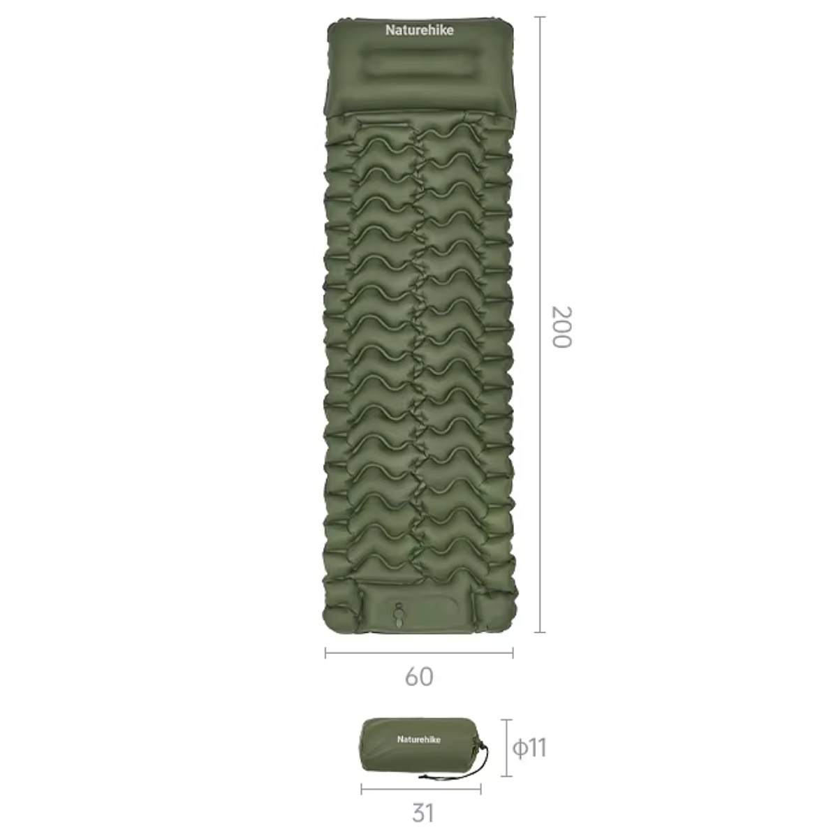 Naturehike FC-01 Colchoneta Con Inflador de Pie 6.5 cm