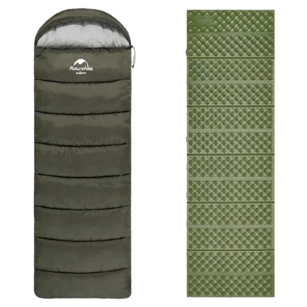 Naturehike COMBO Bolsa de Dormir con Capucha U250 (Límite 3°) + Aislante Plegable R2.6