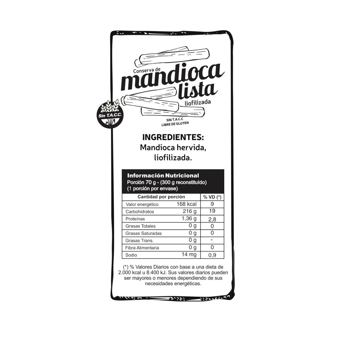 Conserva de Mandioca Lista Liofilizada