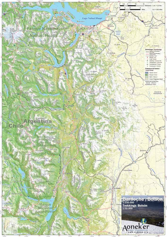 Mapa Aoneker/Pixmap Bariloche y Bolsón 1:250.000