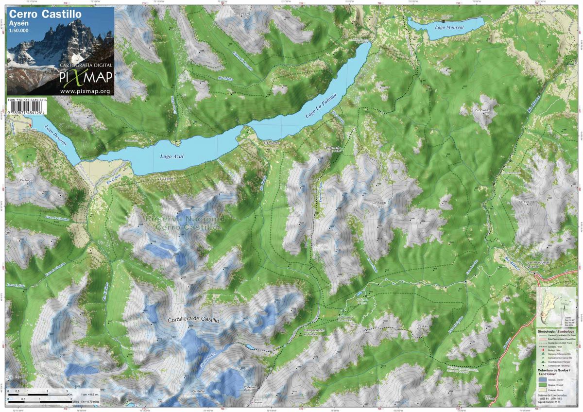 Mapa Aoneker/Pixmap Cerro Castillo - Aysén 1:50.000
