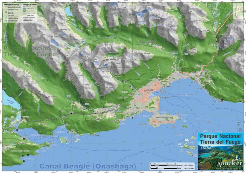 Mapa Parque Nacional Tierra del Fuego - Aoneker/Pixmap