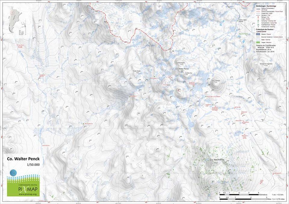 Mapa Pixmap Cerro Walter Penck 1:50.000