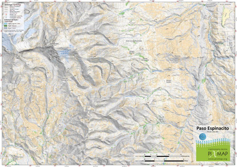 Mapa Pixmap Paso Espinacito 1:50.000