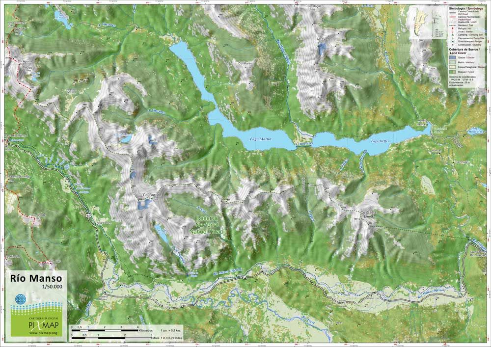 Mapa Pixmap Río Manso 1:50.000