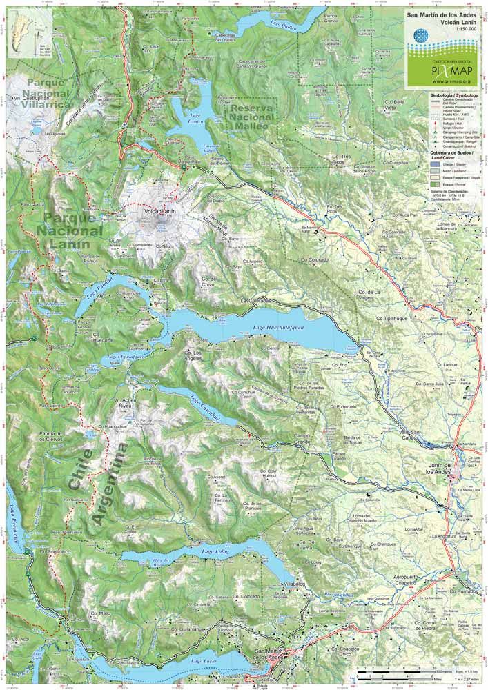 Mapa Pixmap San Martin de los Andes Volcán Lanín 1:150.000