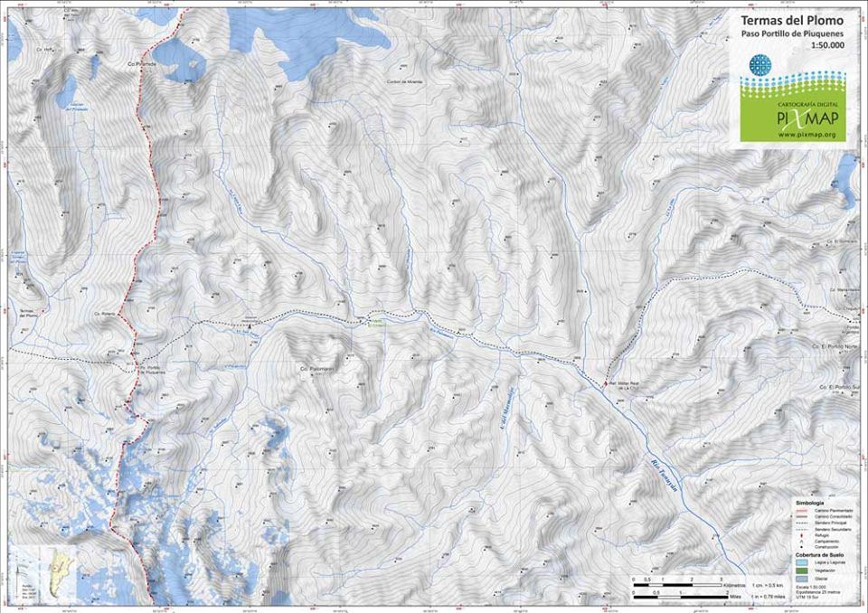 Mapa Pixmap Termas del Plomo P.Portillo de Piuquenes 1:50.000