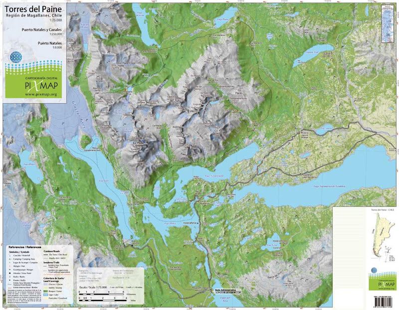 Mapa Pixmap Torres del Paine 1:75.000