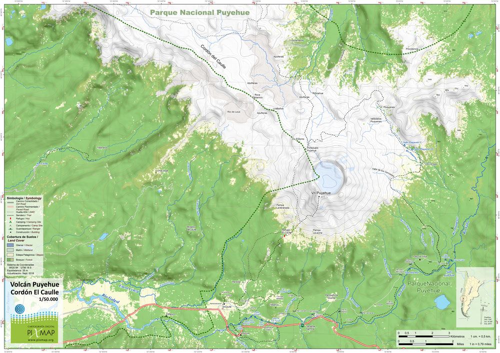 Mapa Pixmap Volcán Puyehue Cordón El Caulle 1:50.000
