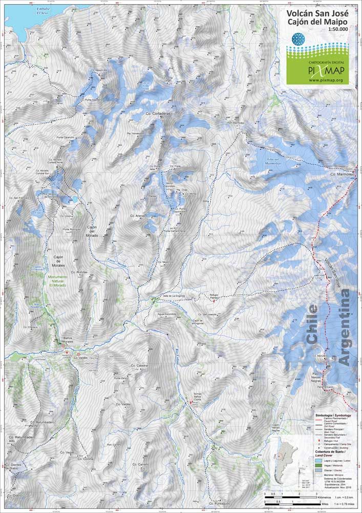 Mapa Pixmap Volcan San Jose Cajon Maipo 150.000 Naka Outdoors
