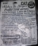 Pollo con arroz a la griega Libre de Gluten