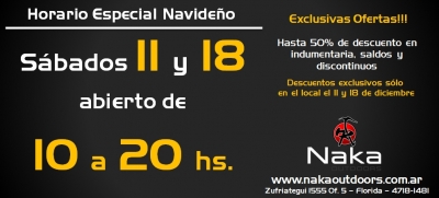 Nuevo horario navideño y ofertas especiales en la tienda.